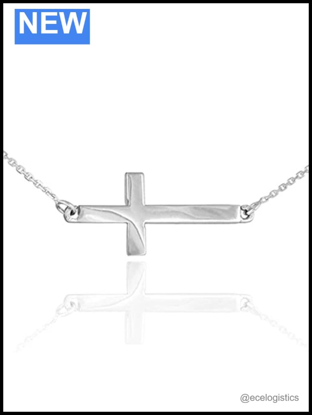 925 Sterling Silver Sideways Cross Pendant Necklace 18-22 Inch